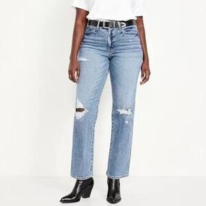 Old Navy OG Loose High Rise Jeans Size 18 NWT Distressed Light Wash